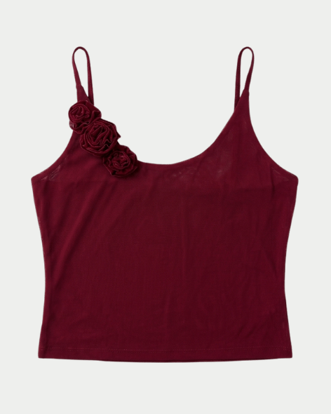 Burgundy Spaghetti Strap Crop Top