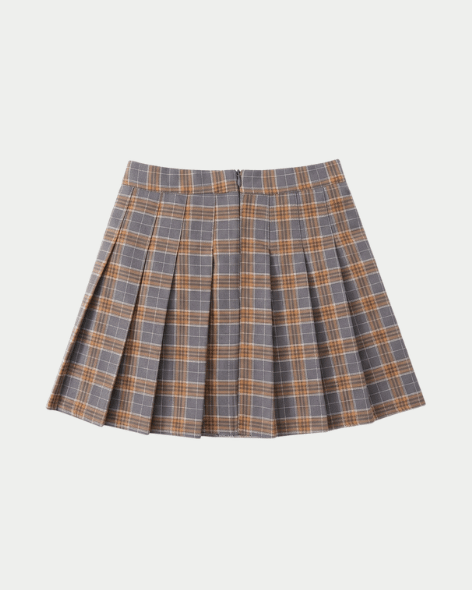 Yellow & Grey Plaid Mini Skirt