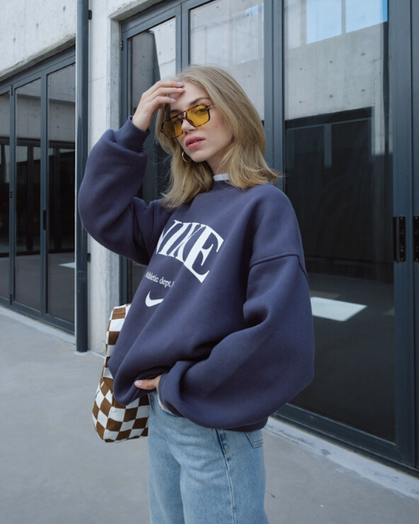Swooshy Vintage Navy Blue Sweatshirt