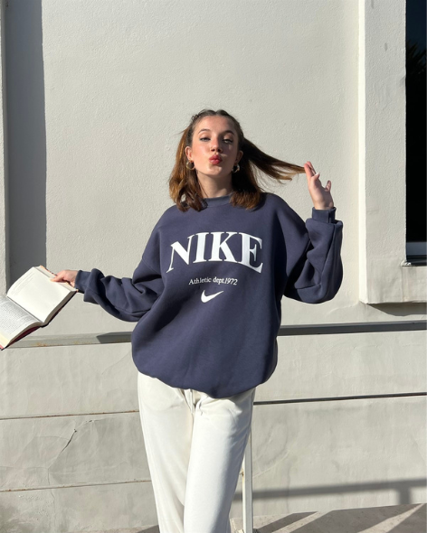 Swooshy Vintage Navy Blue Sweatshirt