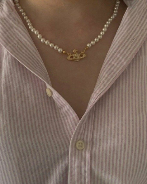 Mini Saturn Pearl Necklace