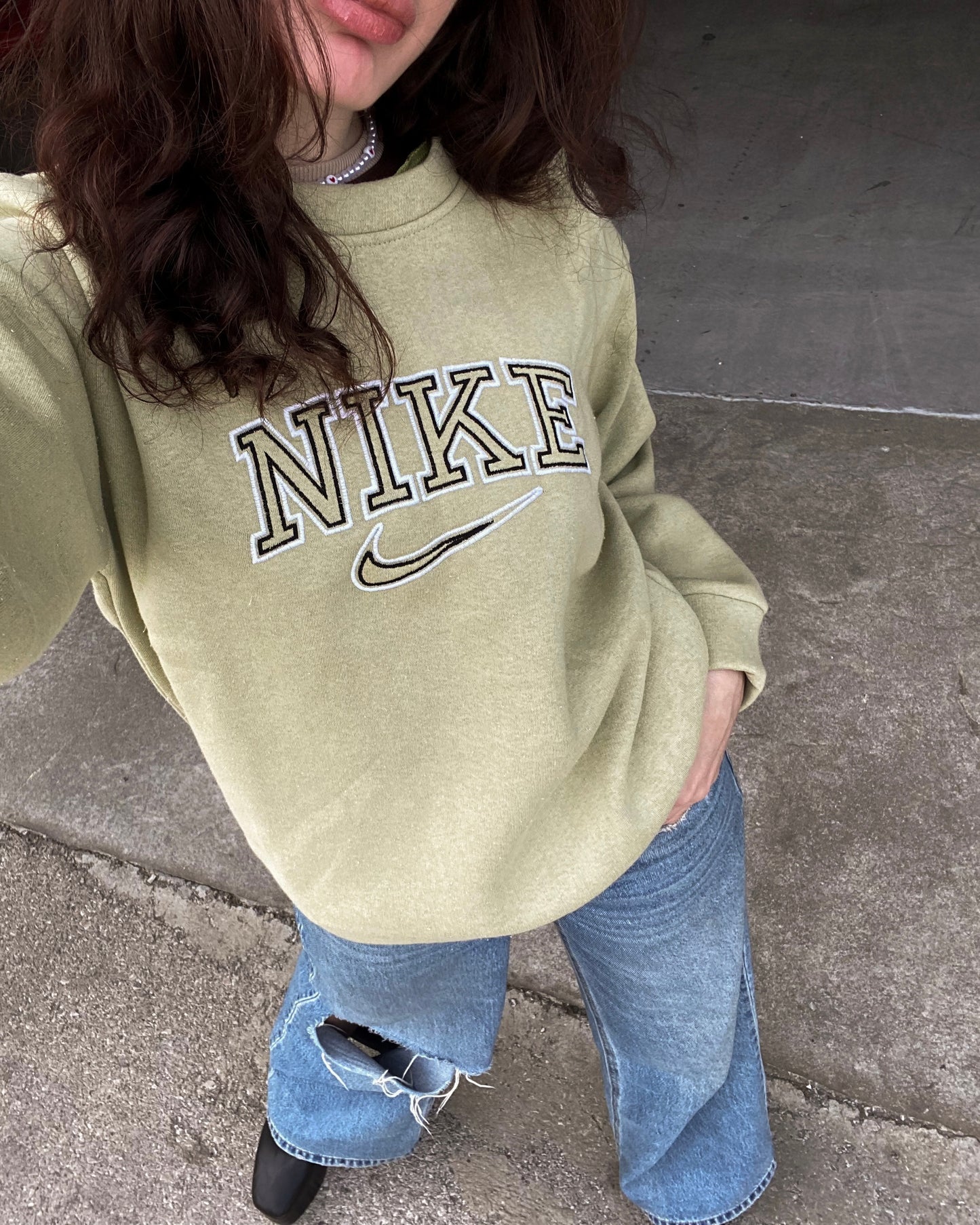 Swooshy Vintage Sage Green Sweatshirt