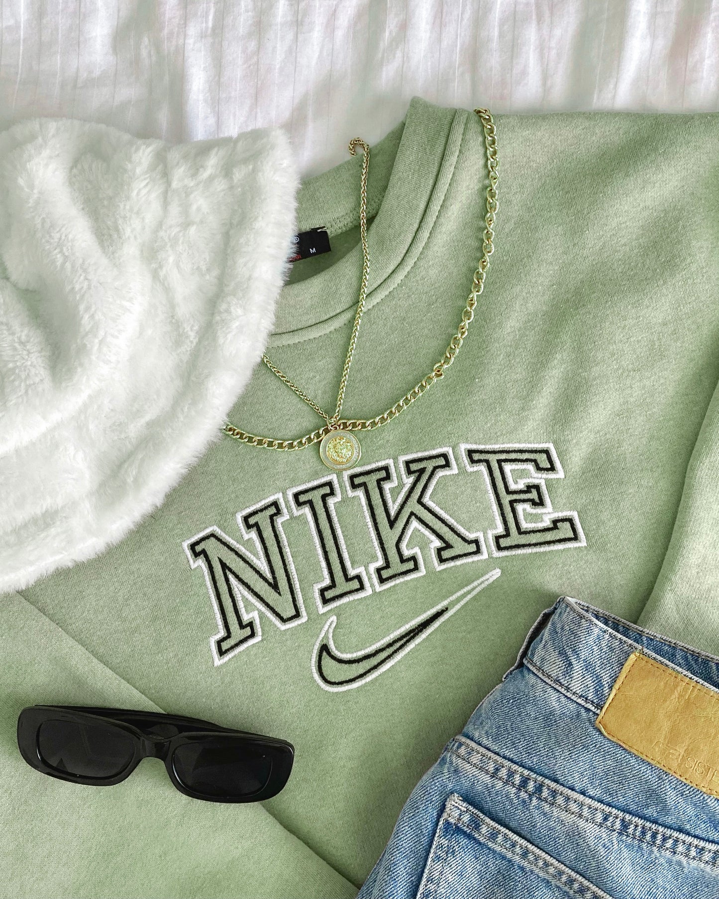 Swooshy Vintage Sage Green Sweatshirt