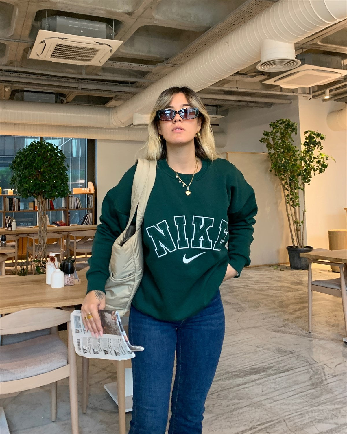 Swooshy Vintage Forest Green Sweatshirt