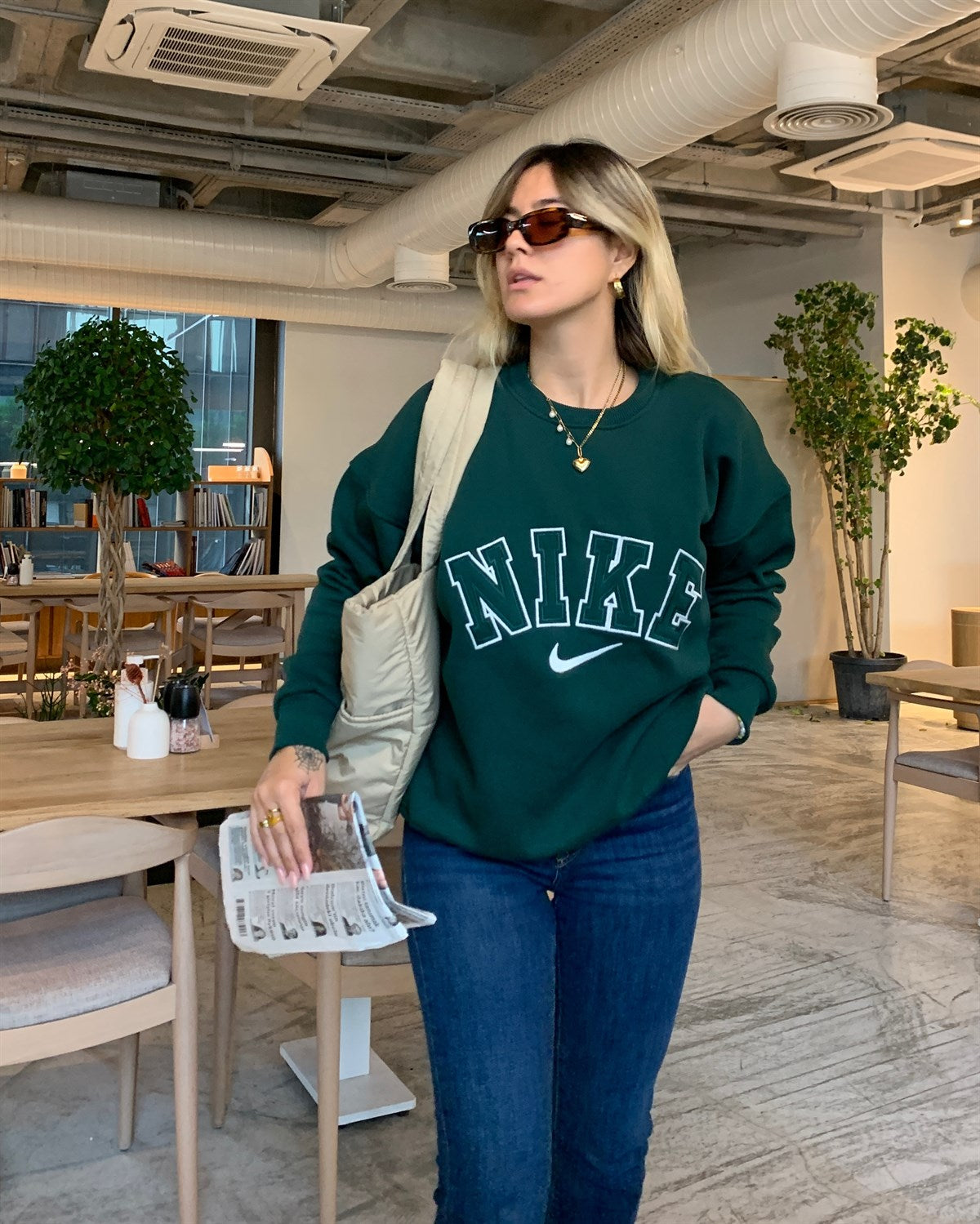 Swooshy Vintage Forest Green Sweatshirt