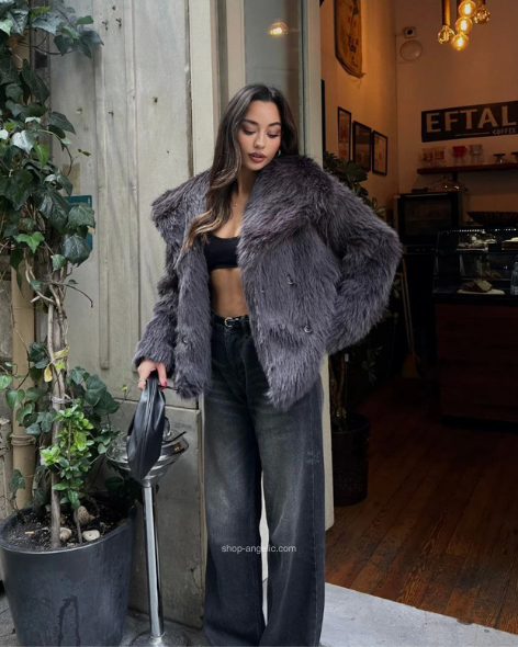 La Diva Ash Black Fur Coat