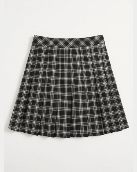 Black Plaid Mini Skirt