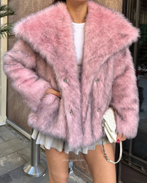 La Diva Ash Pink Fur Coat