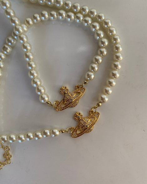 Mini Saturn Pearl Necklace