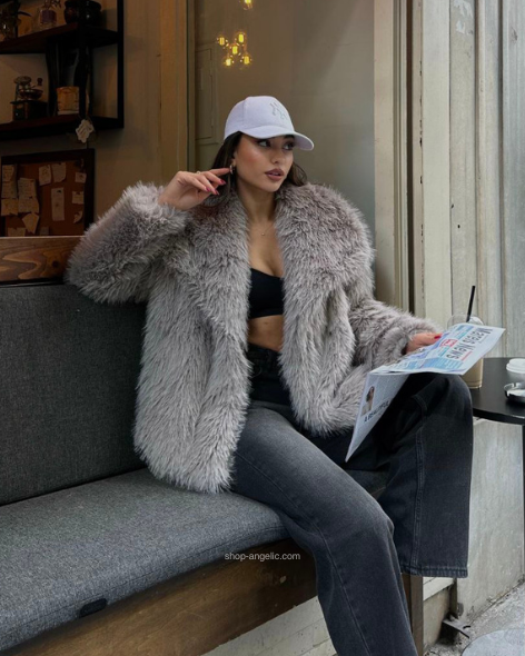 La Diva Grey Fur Coat