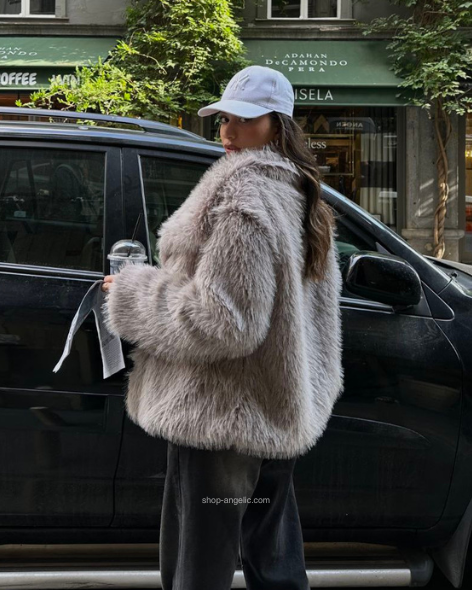 La Diva Grey Fur Coat