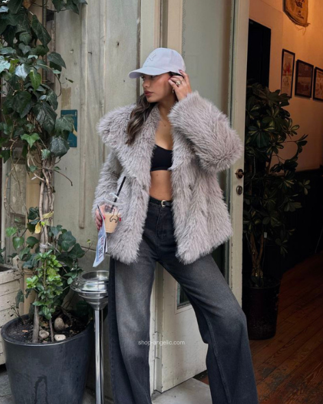 La Diva Grey Fur Coat