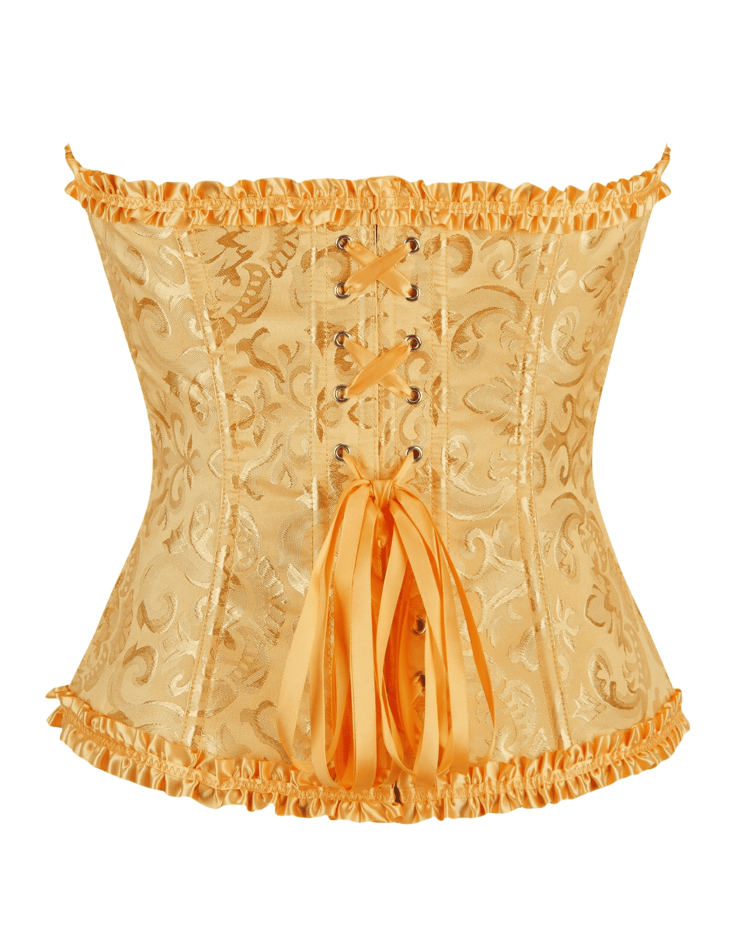 Close-up of butter yellow rose print corset, an aesthetic Disney Princess
inspired outfit for Halloween in Lebanon.
