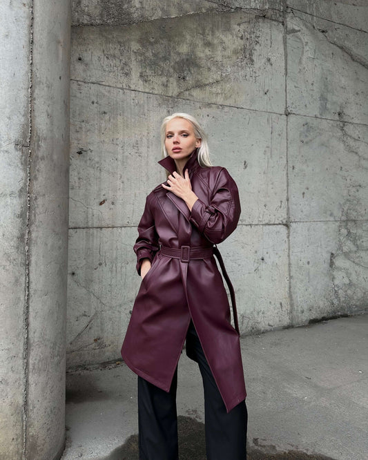 Soho Burgundy Trench Coat