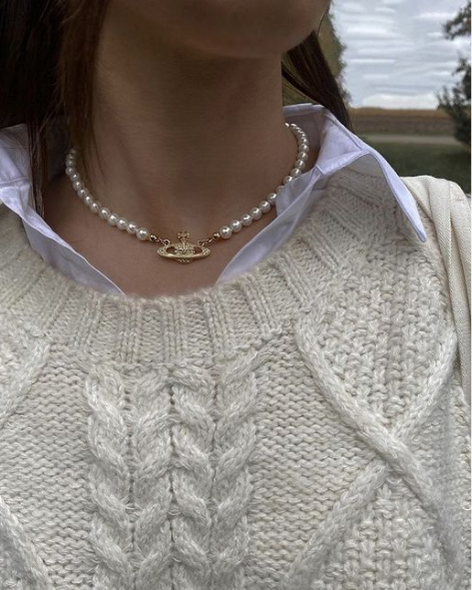 Mini Saturn Pearl Necklace
