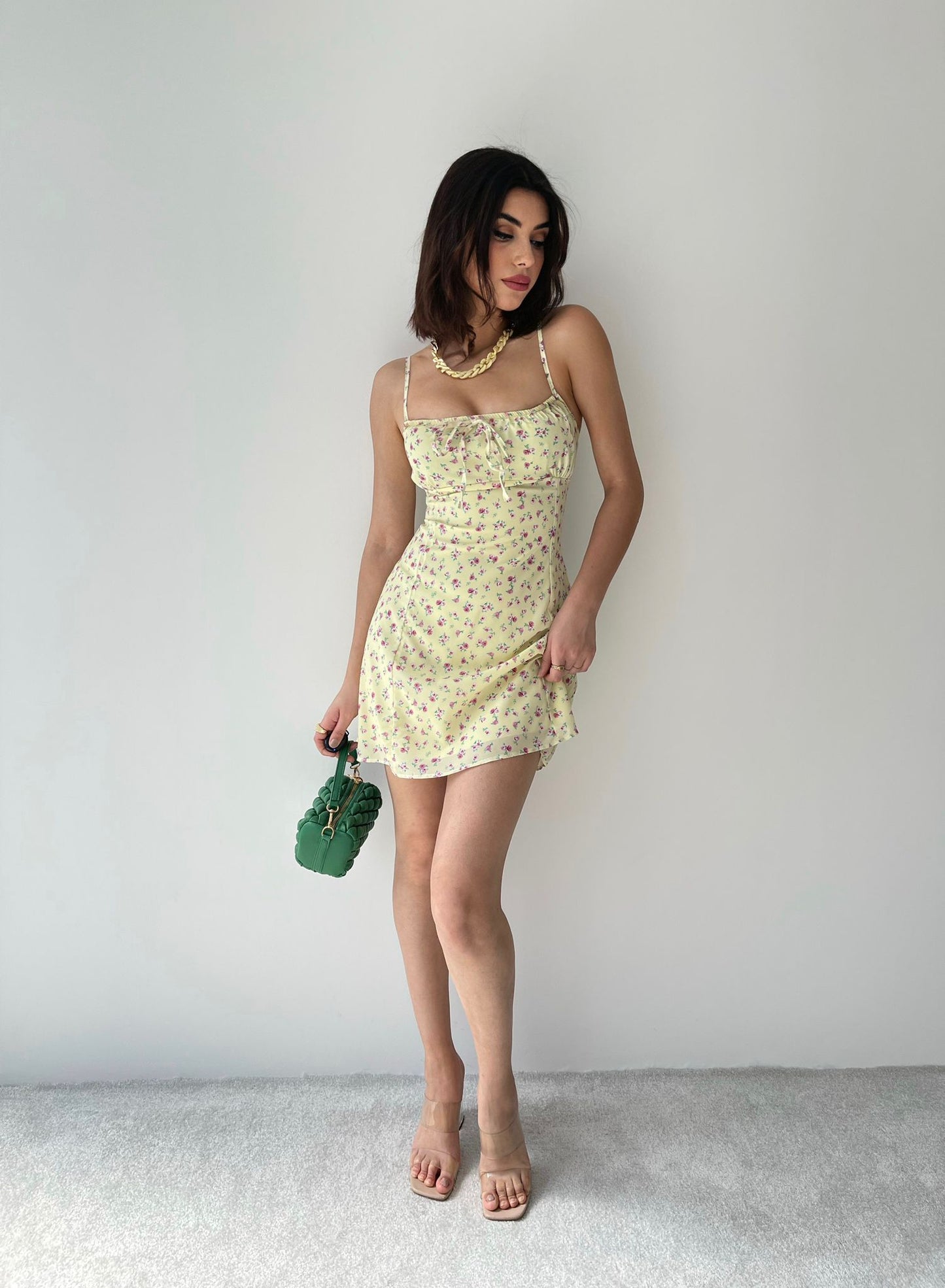 Lemon Mini Floral Dress